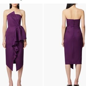 Elliatt Reception Cascade Ruffle Strapless Cocktail Dress (Royal Purple)